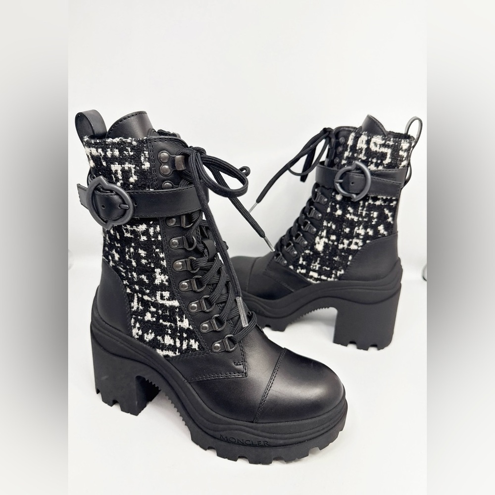 Moncler Envile Tweed Block Heel Boot - Picture 6 of 12